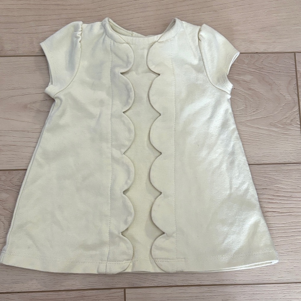 Cream Scalloped Kids Casual Dress